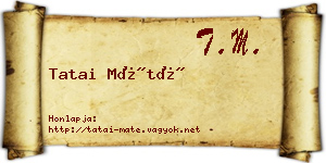 Tatai Máté névjegykártya